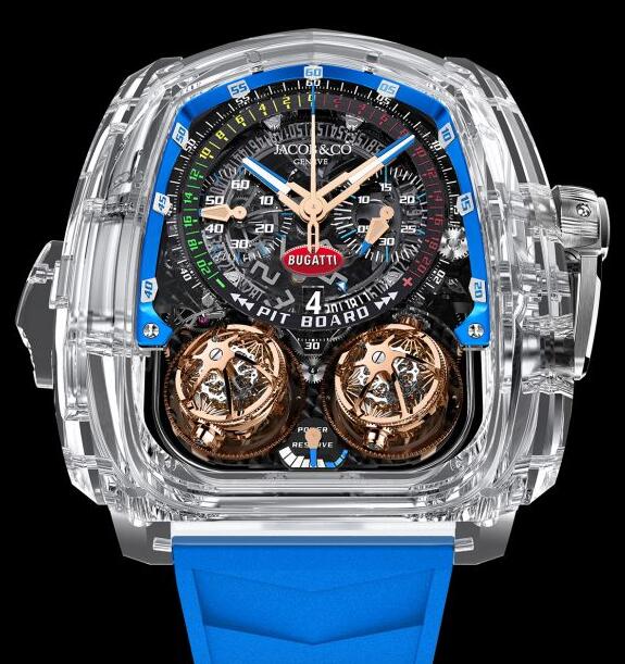 Replica Jacob & Co. TWIN TURBO FURIOUS BUGATTI SAPPHIRE CRYSTAL BLUE INNER RING TT220.80.AA.AB.A watch